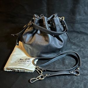 Coach Peyton Leather Drawstring, Black, Style #14501